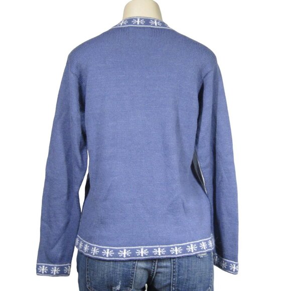 ALPACA Imports S HAND MADE Snowflake Purple Cottagecore Sweater Peru Ski Cozy - Picture 5 of 9